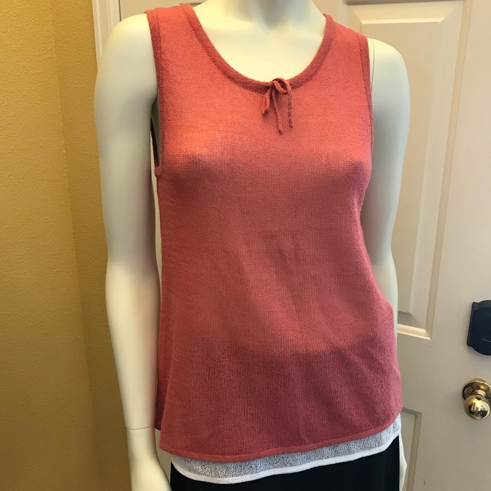 Coral and White Knit Tank Sweater by Marsh Landing